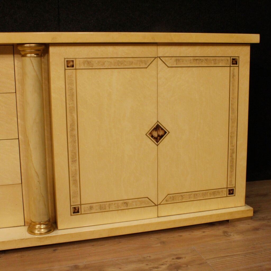 Buffet Italien en bois exotique et laiton