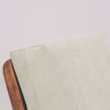 Fauteuil vintage olive vert velours côtelé 1960