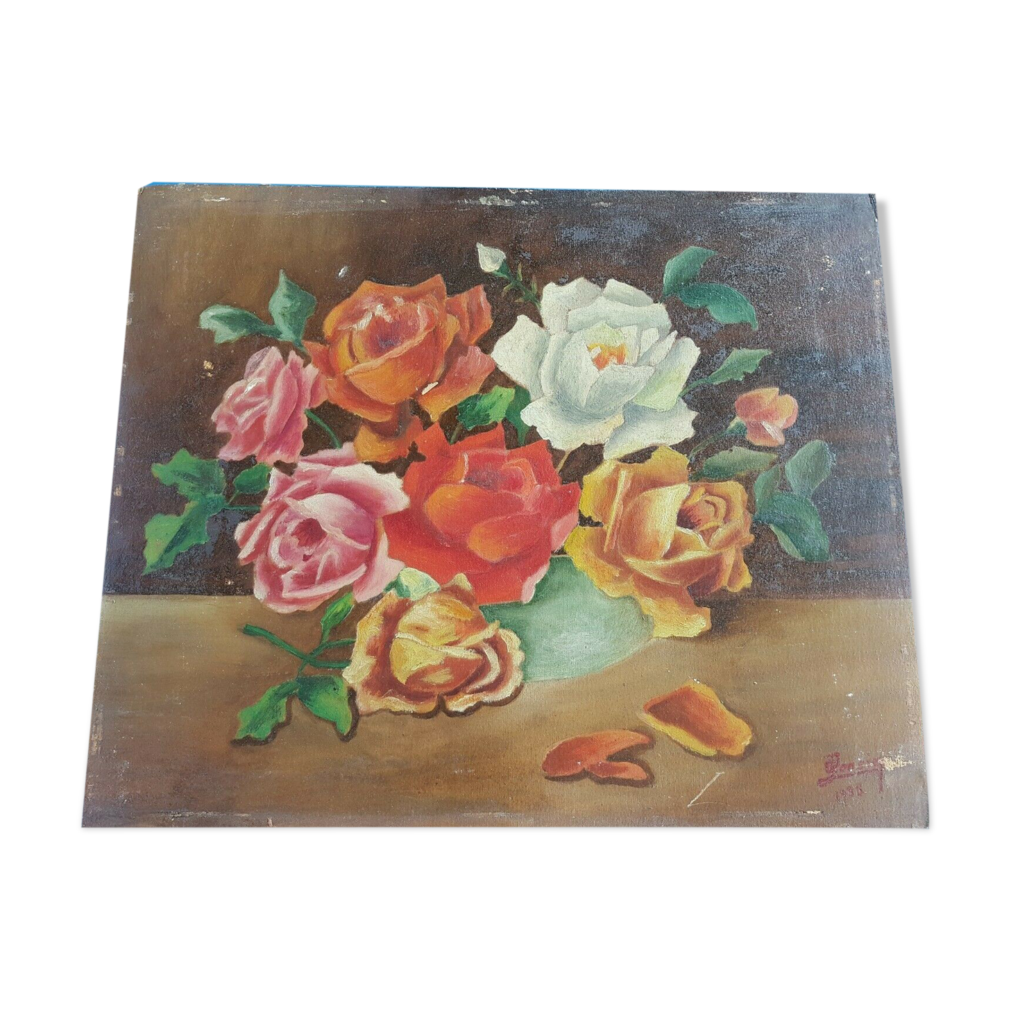 Oil on cardboard Still life