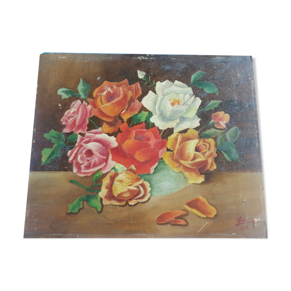 Huile sur carton Nature morte