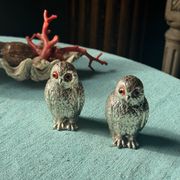 Vintage silver-plated owl-shaped salt and pepper shakers