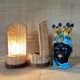 Duo de lampes rotin, câbles tissu neuf 2x2M
