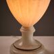 Carved alabaster urn lamp with stylized fish handle