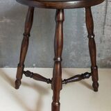 Vintage turned solid wood tripod stool
