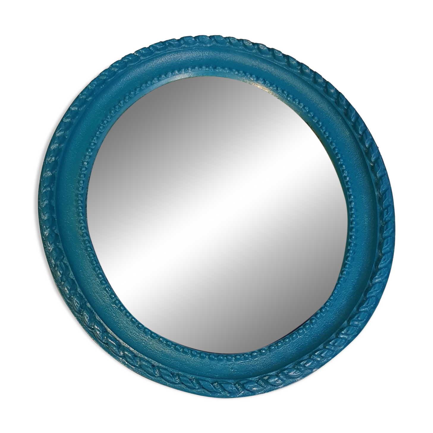 Small turquoise oval mirror