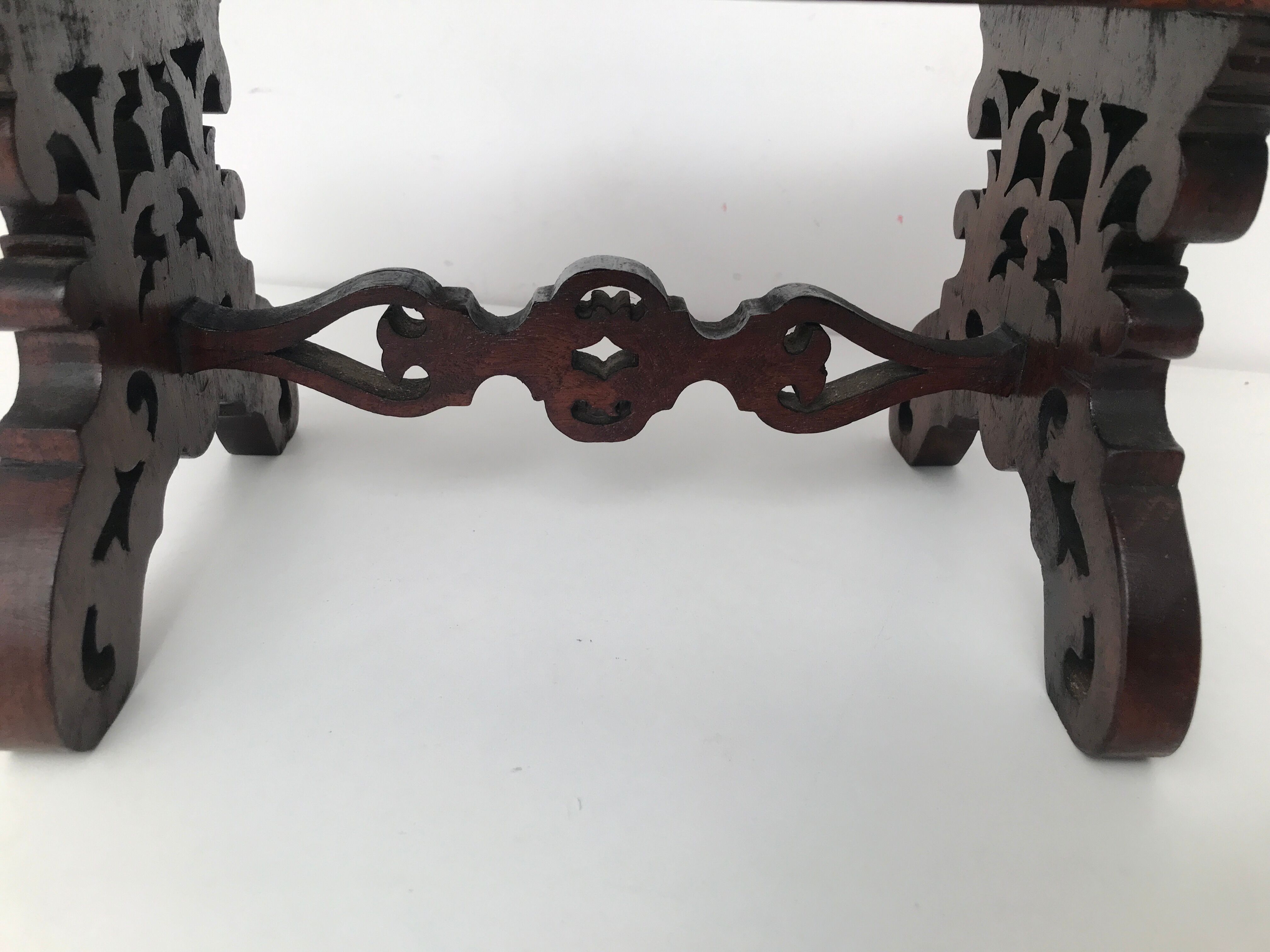 Vintage carved wooden footrest