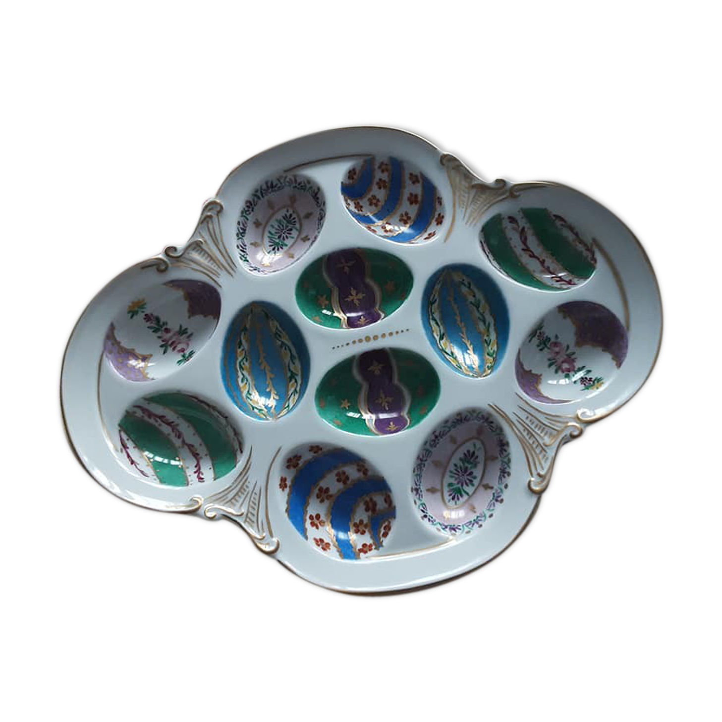 Hand-painted "mimosa" egg dish