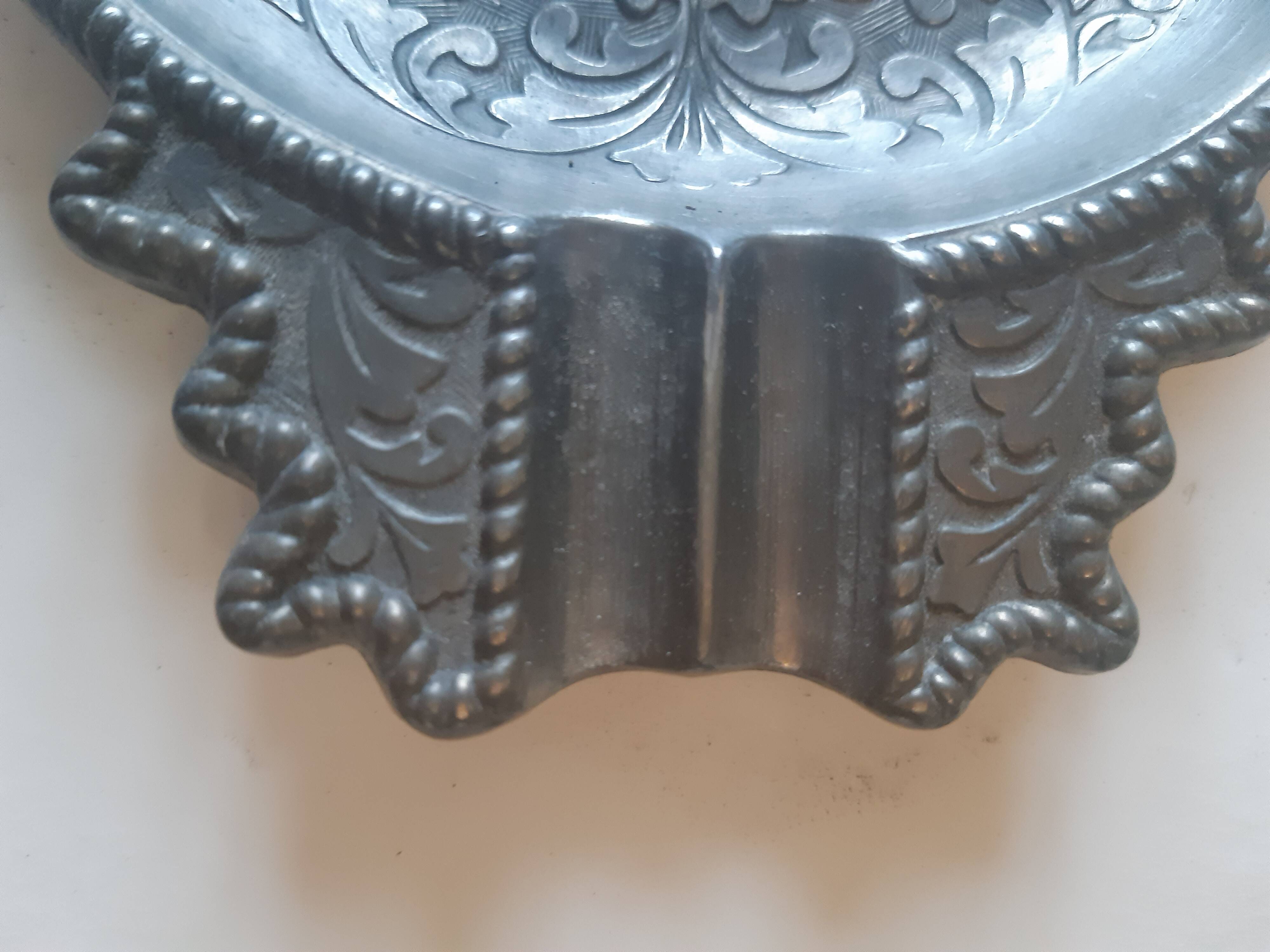 Decorated pewter ashtray
