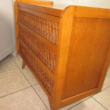 Vintage wood and rattan dresser