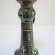 enamelled ceramic candle holder signed "S" plant decoration 70s