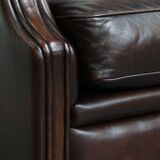 Very beautiful wing chair made of cowhide leather in English style