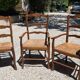 2 armchairs and 1 chair in natural wood with straw seats