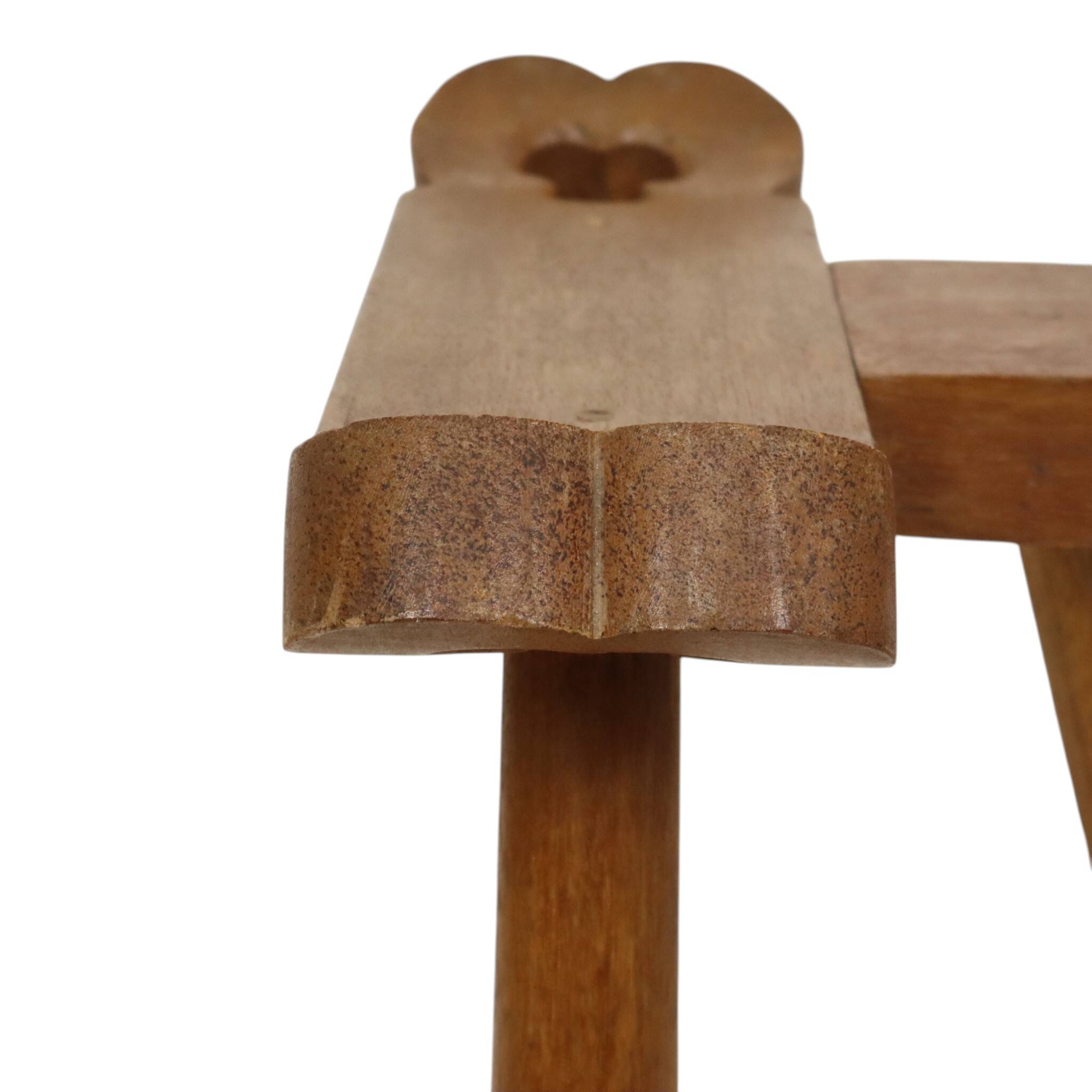 Mid Century Brutalist Tripod Chair Solid Oak Spain