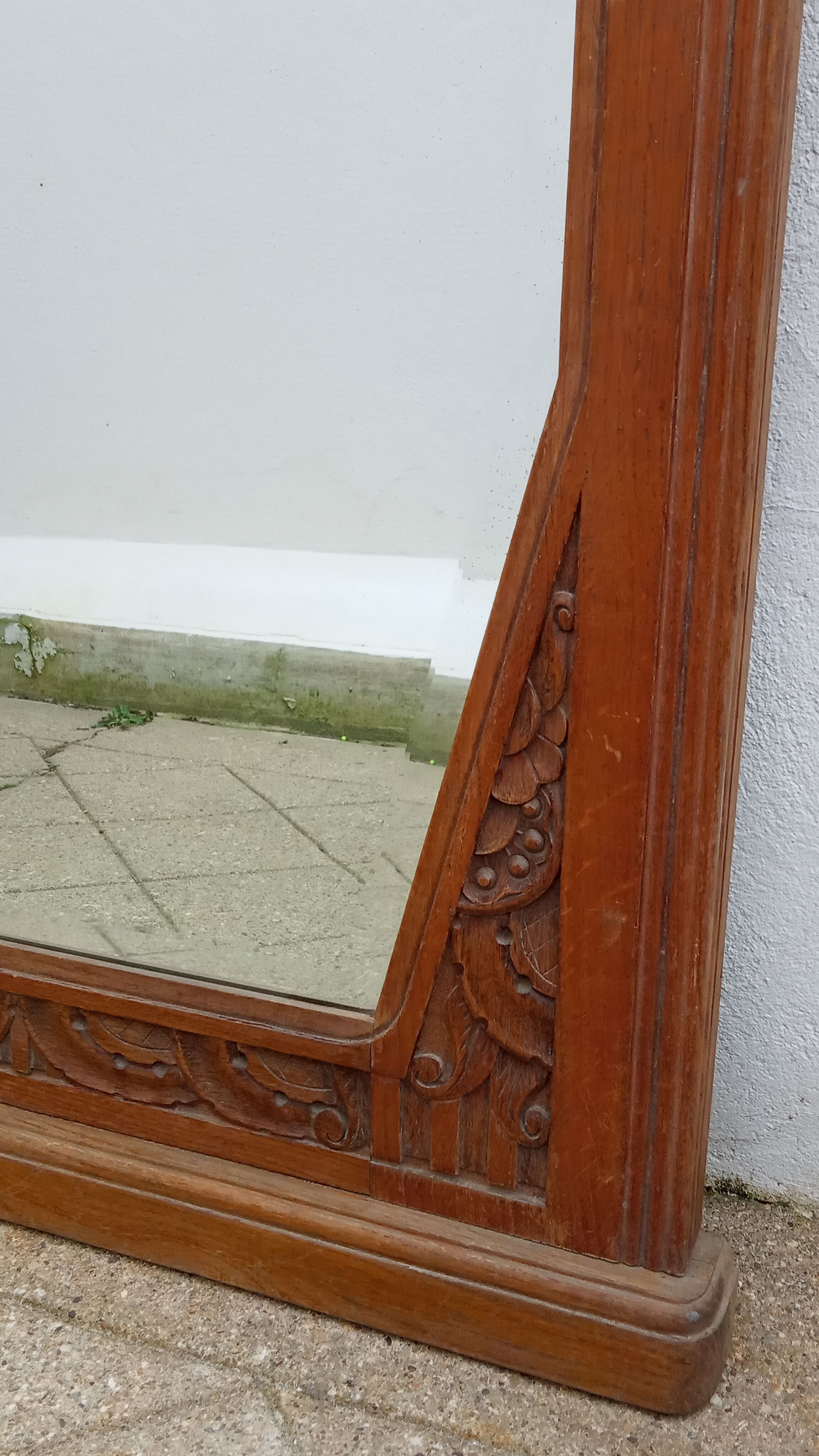 Art-Deco trumeau mirror in oak 79×124 cm