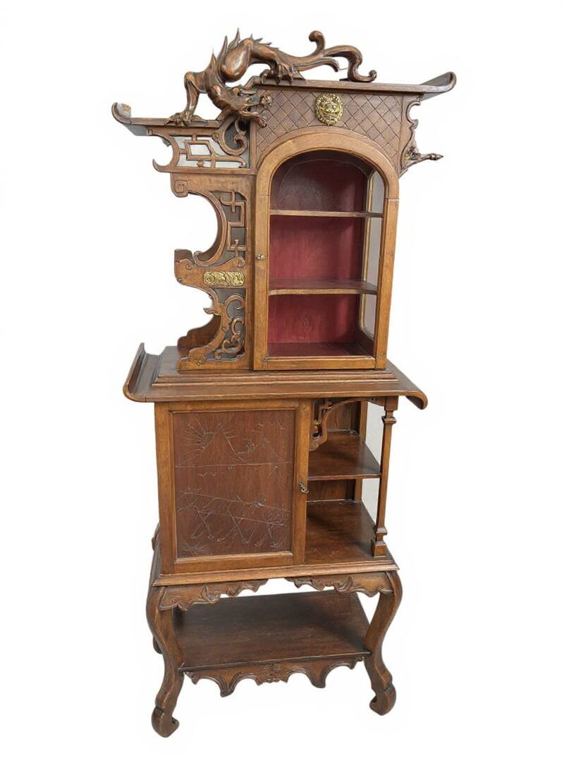 Neo-Renaissance display cabinet attributed to the creative spirit of Gabriel Viardot, circa 1890.