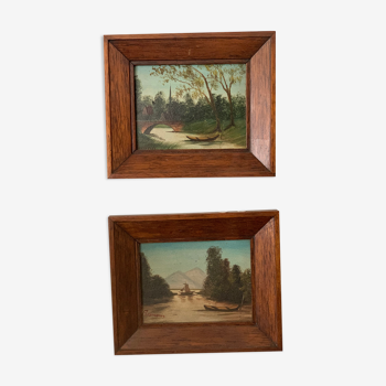 Pair landscape paintings