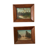 Pair landscape paintings