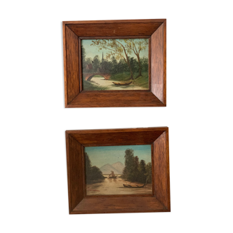 Pair landscape paintings
