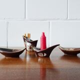 Jasba smoking set in brown red, four-piece Jasba ceramic set, table set, ashtray, candle holder hous