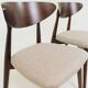 Set of 4 Modern Beech Wood Dining Chair, Herringbone red fabric