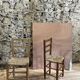 Pair of rustic-style vintage straw wood brutalist chairs