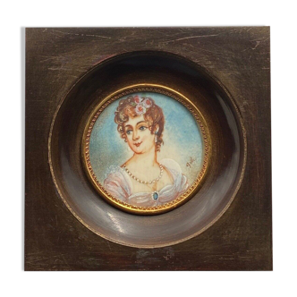 Hand-painted miniature by gille Marie Louise of austria mid-twentieth century