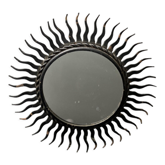 Miroir soleil en metal noir 1960