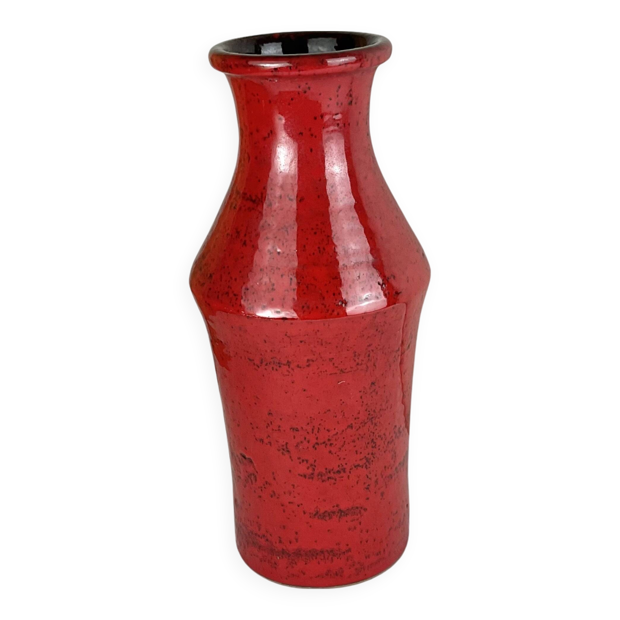 Vintage red ceramic vase mid century design