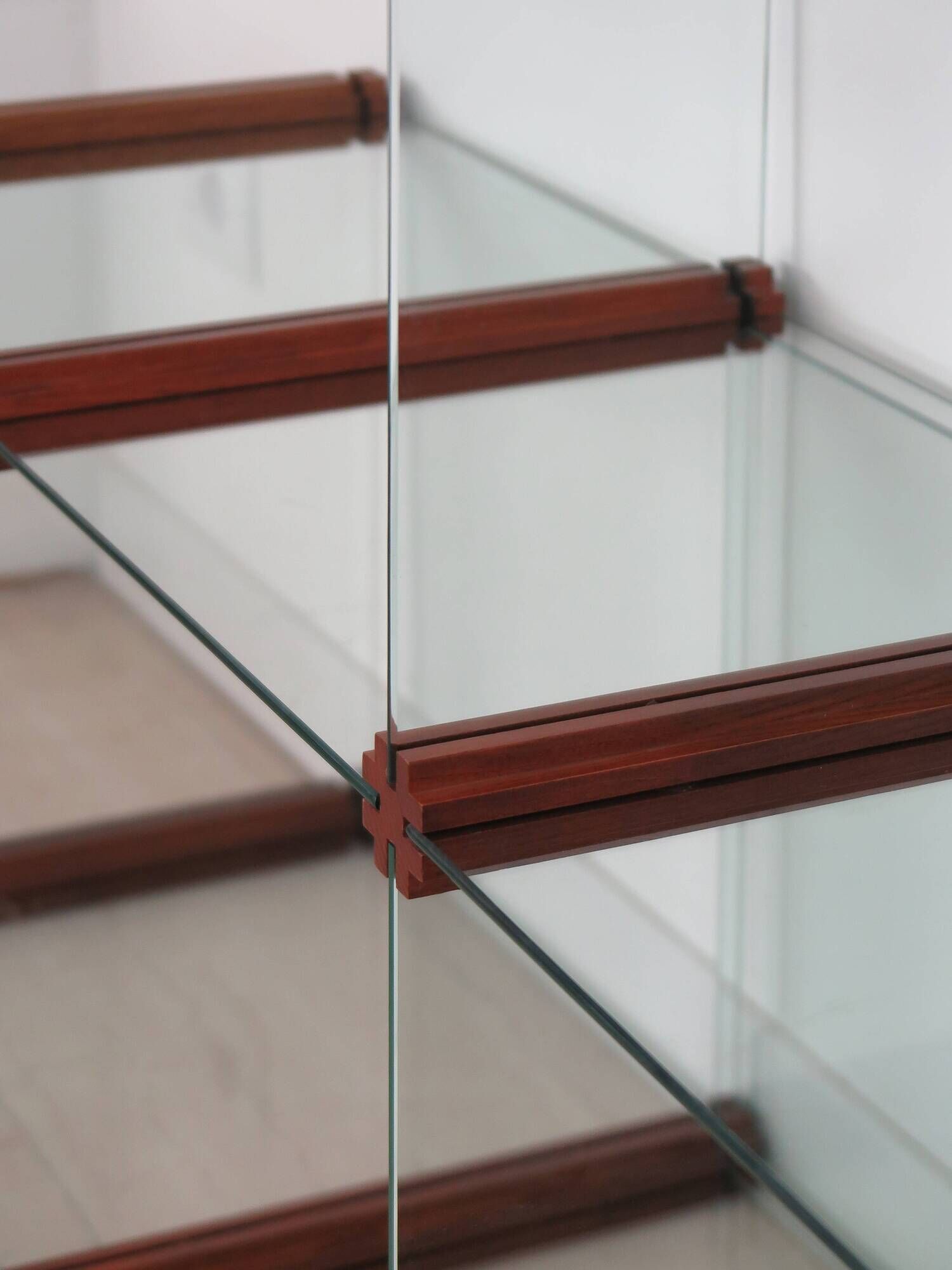 Gallotti & Radice Italian glass and wood bookcase 1980s