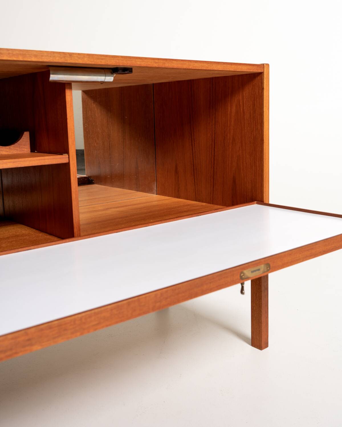 Teak Bar Cabinet with Drop-Down Door, Scandinavia, 1960s