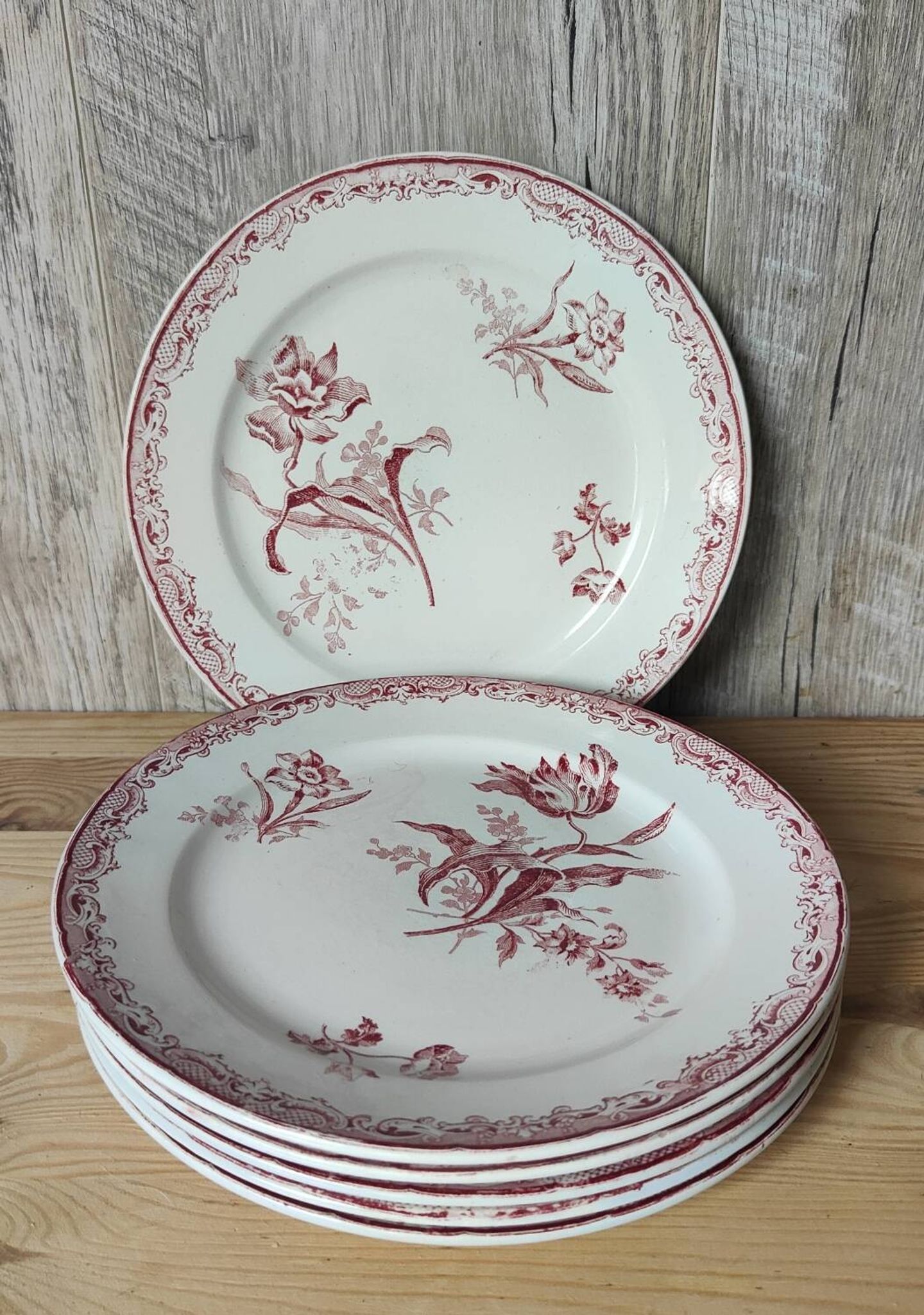 6 assiettes à dessert modèle Fontanges par Sarreguemines