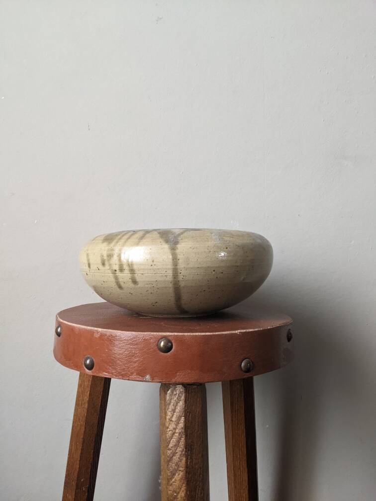 Handmade ceramic vase or empty pocket, Japanese design, Japandi stoneware