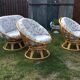 Vintage rattan lounge 1 bench and 2 swivel armchairs in perfect condition.
