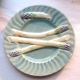 6 blue asparagus plates in slip from Lunéville KG Art Deco