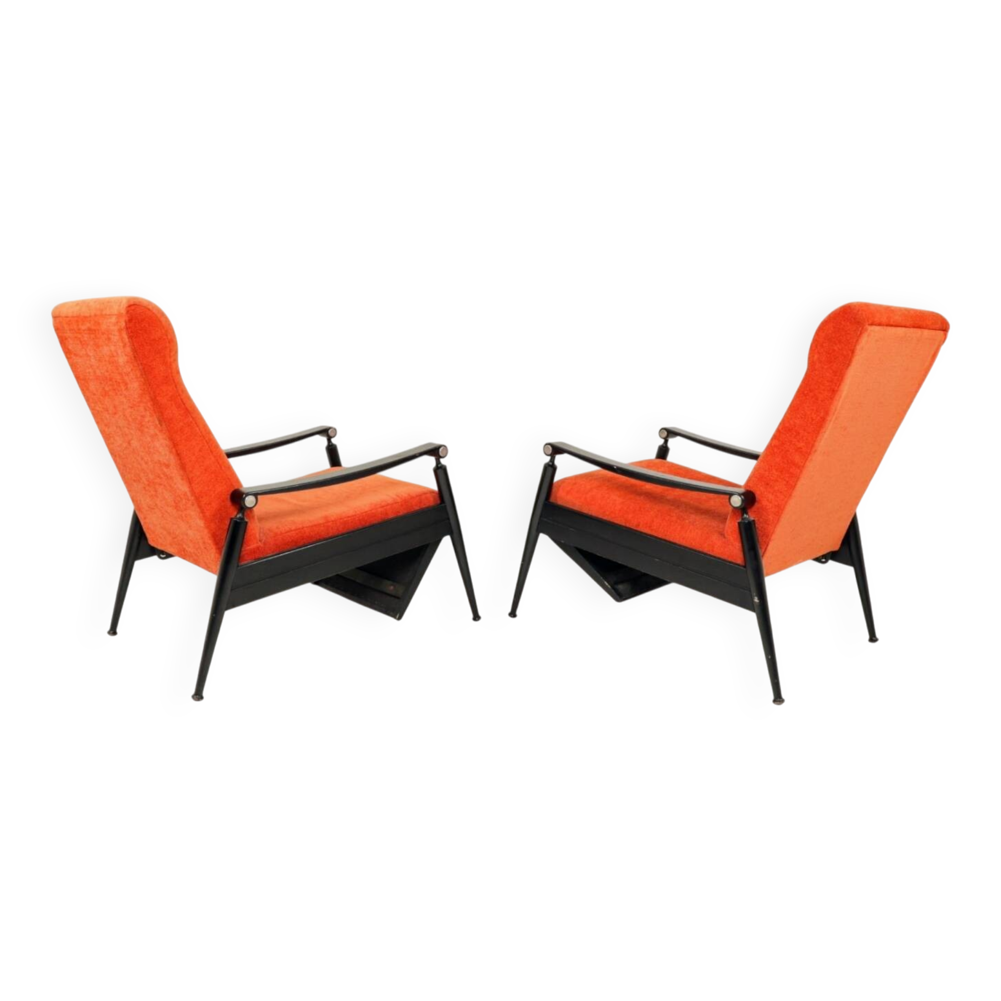 Pair of vintage armchairs burnt orange MCM design 1960