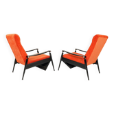 Pair of vintage armchairs burnt orange MCM design 1960