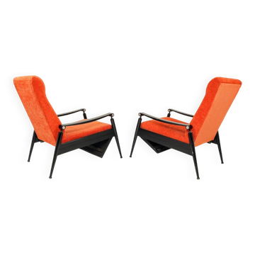 Pair of vintage armchairs burnt orange MCM design 1960