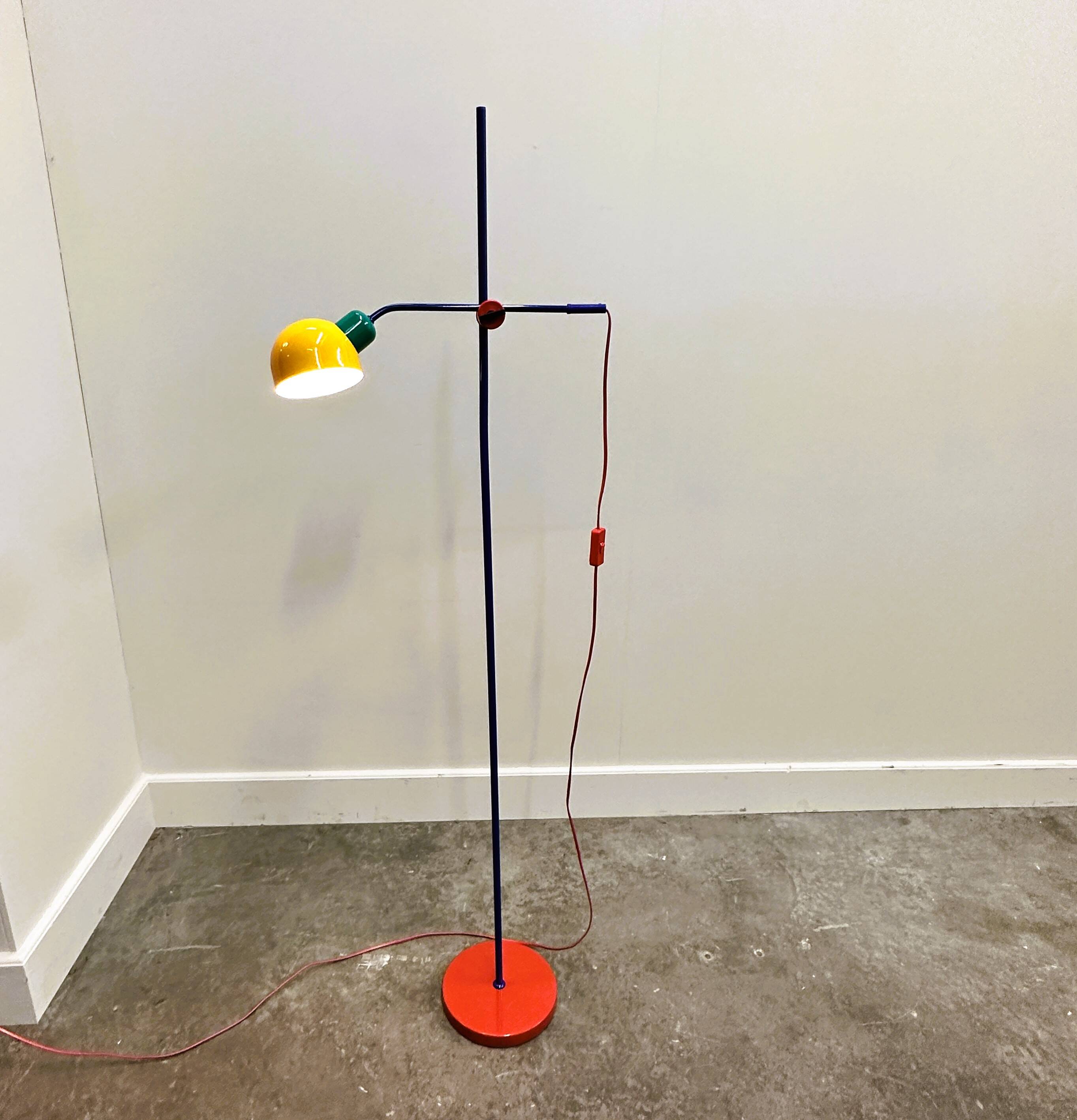 Postmodern Multicolor Metal Floorlamp by Veneta Lumi, 1980s Italy.