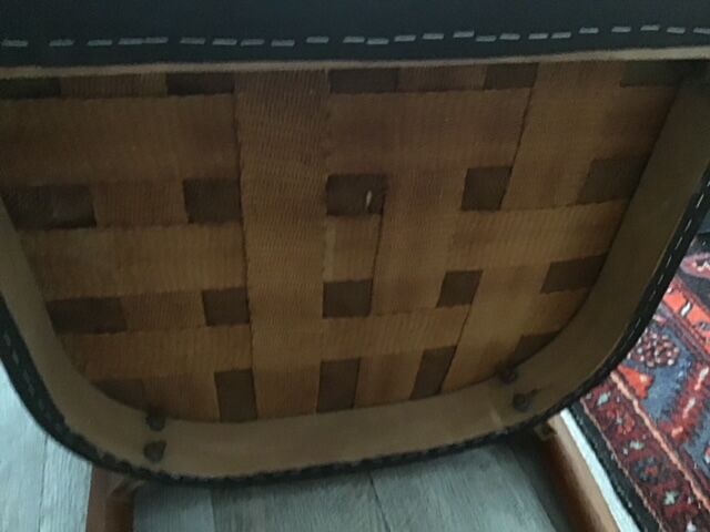 Pair of armchairs in skaï and wood