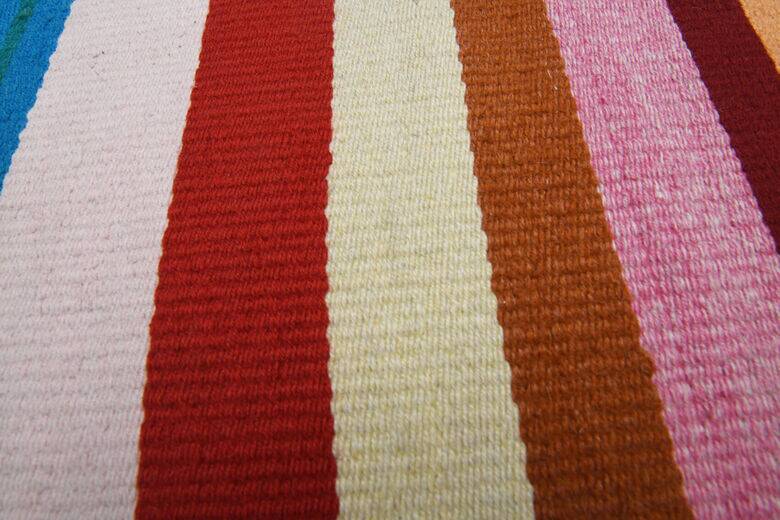 Vintage colourful flat kilim hallway rug 90x306 cm