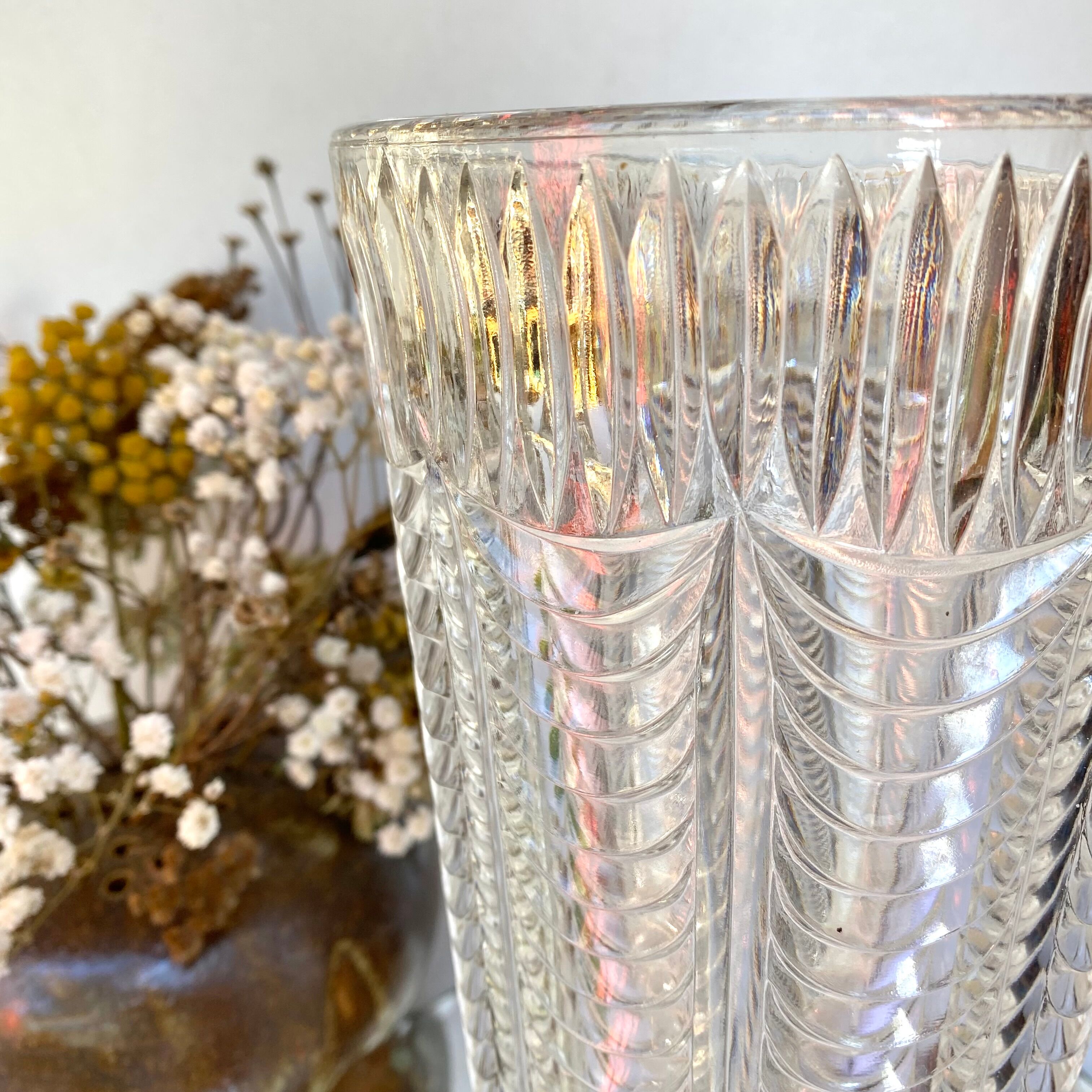 Vintage chiseled glass vase