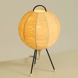 Beautiful mid-century modern tripod raffia table lamp