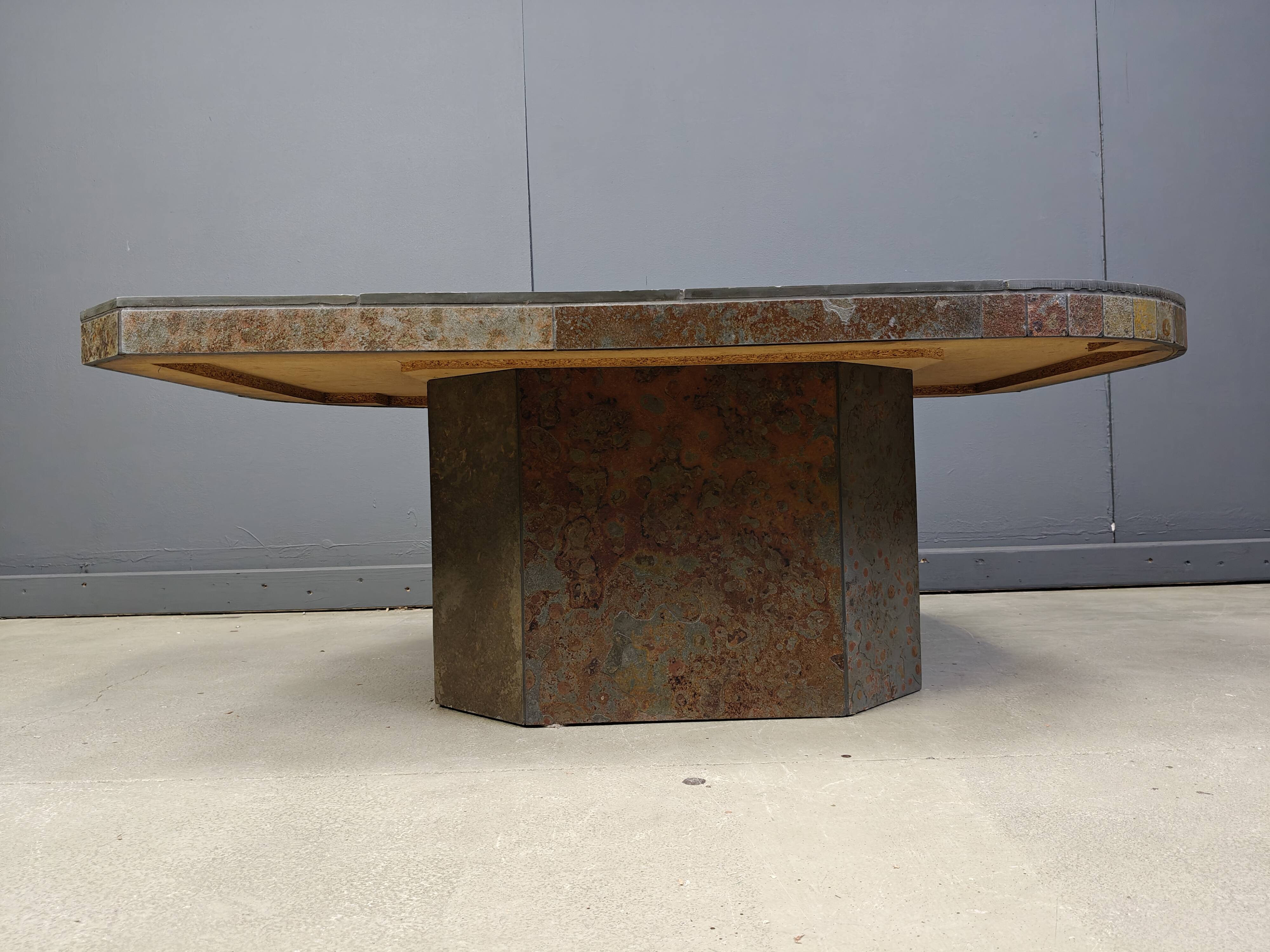 Brutalist slate stone coffee table, 1980s
