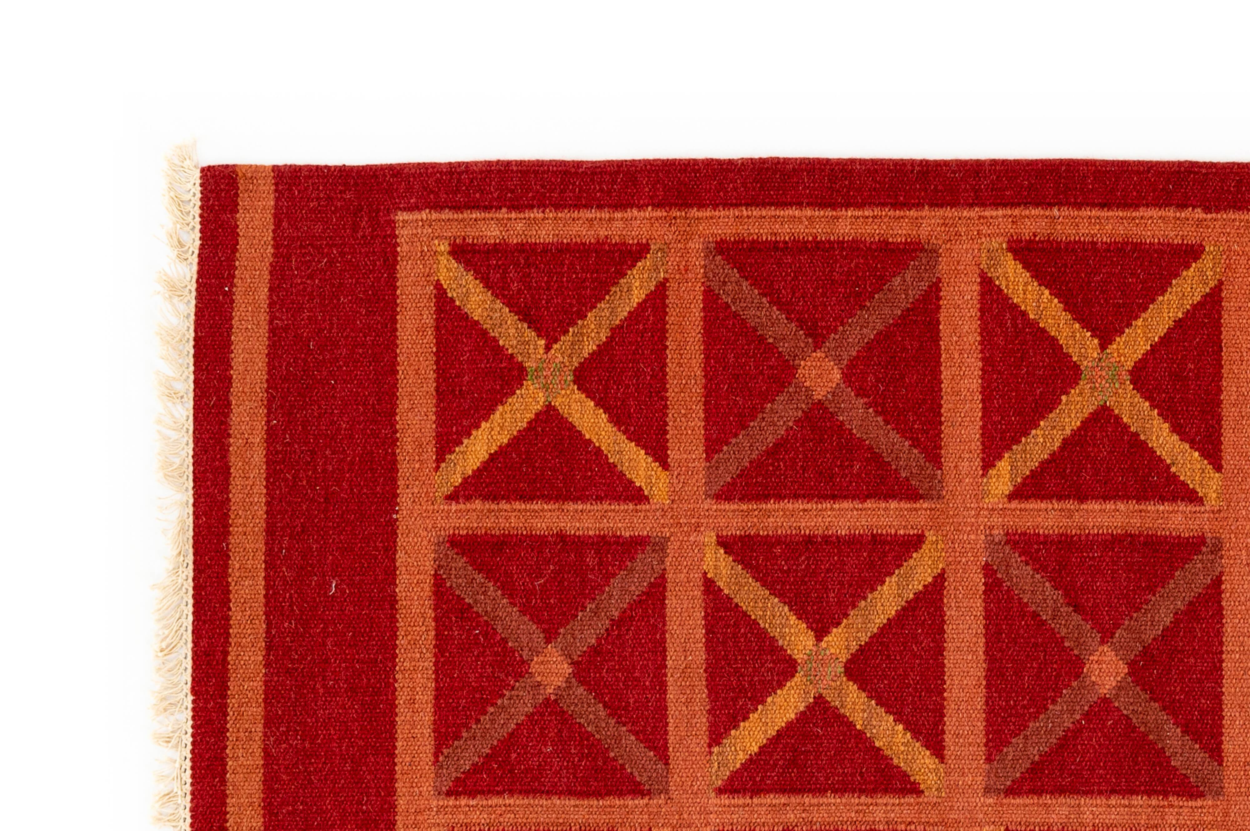 NOS Scandinavian XXth century modern rug by Anna Johanna Ångström, 199/206 x 140 cm (78/81 x 55 in)