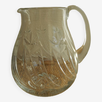 ancien pichet carafe cristal taillé art table vintage crystal pitcher
