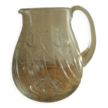 old pitcher carafe cut crystal art table vintage crystal pitcher