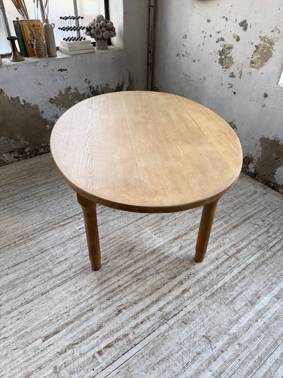 Oval farmhouse table oak 1960