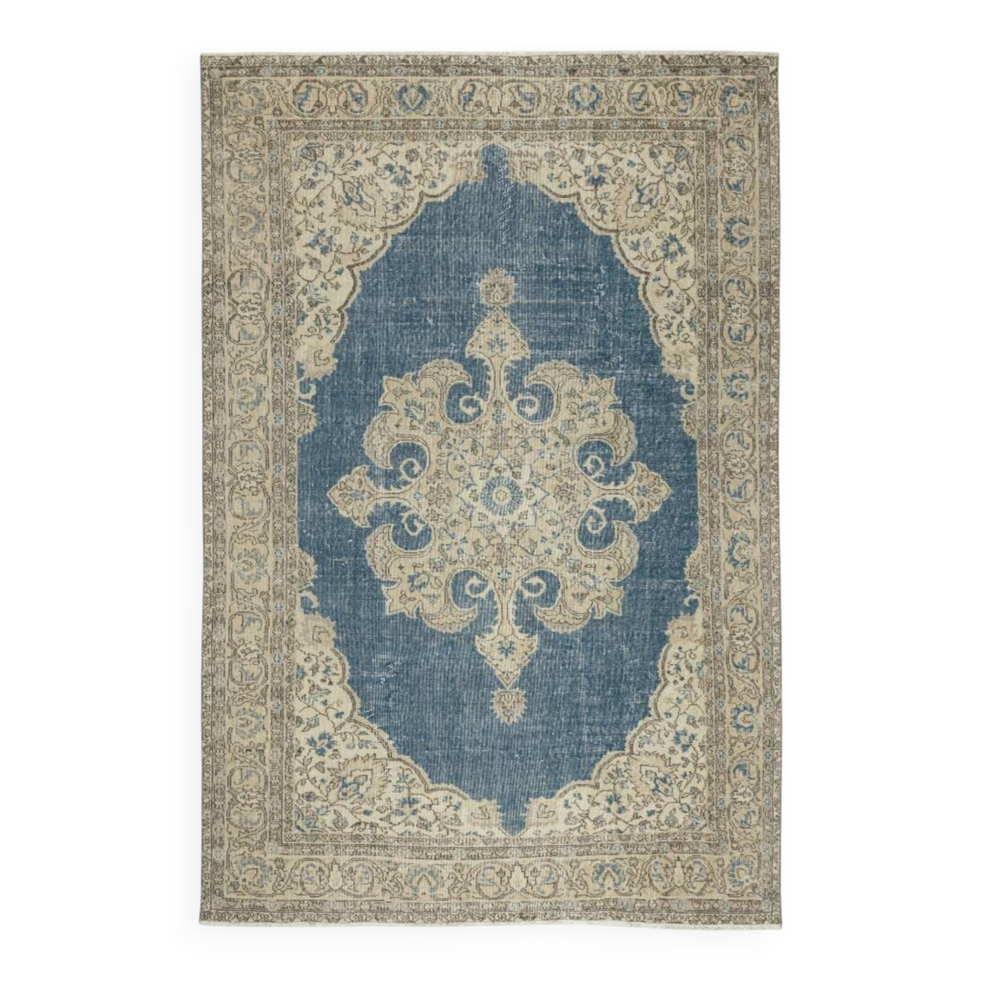 Vintage Turkish Rug. Hand-Knotted Wool Area Carpet with Medallion Motif