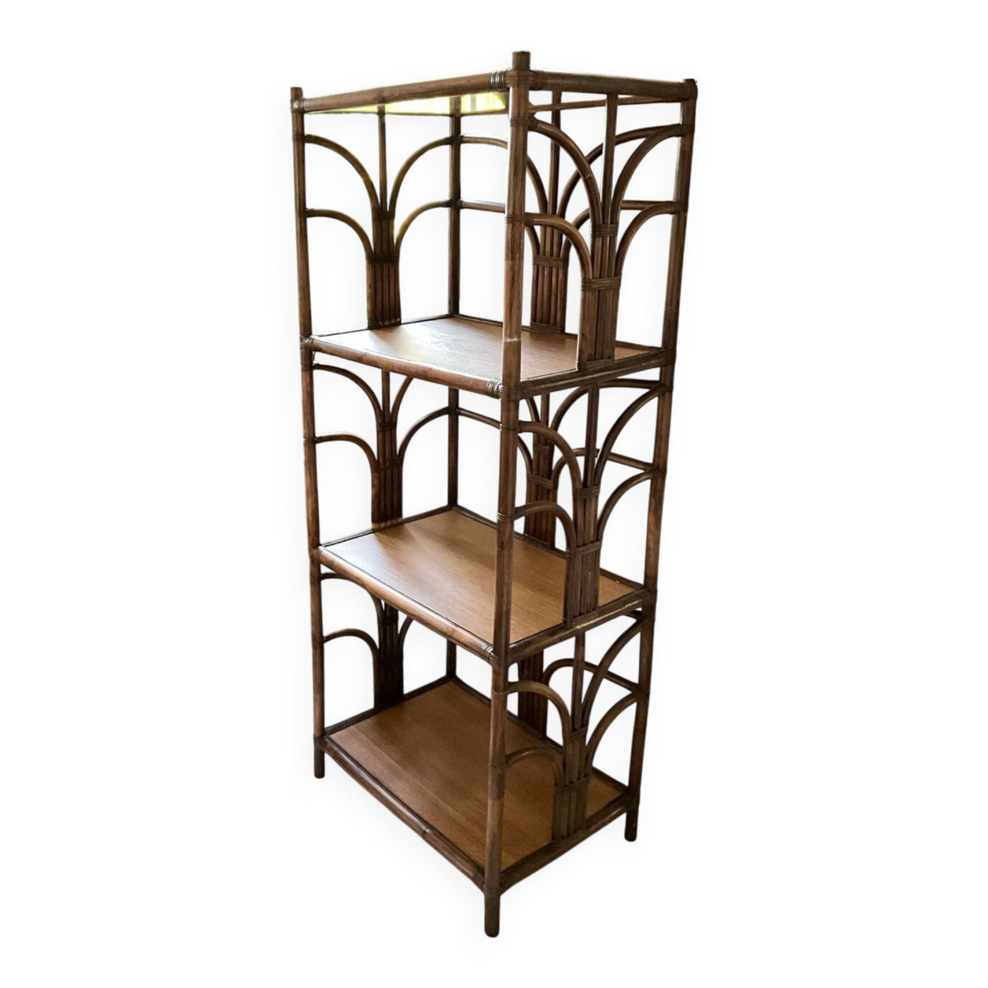 Vintage rattan bookcase from the 70s