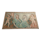 Allegory large painted tempera panel on decorative canvas 170x80 cm